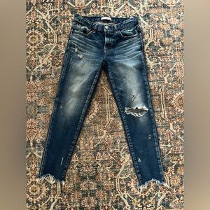Moussy Dark Blue Distressed Skinny Jeans size 26